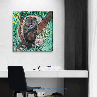 Beaver Dreaming Framed Canvas Print by Mirree Contemporary Aboriginal Art